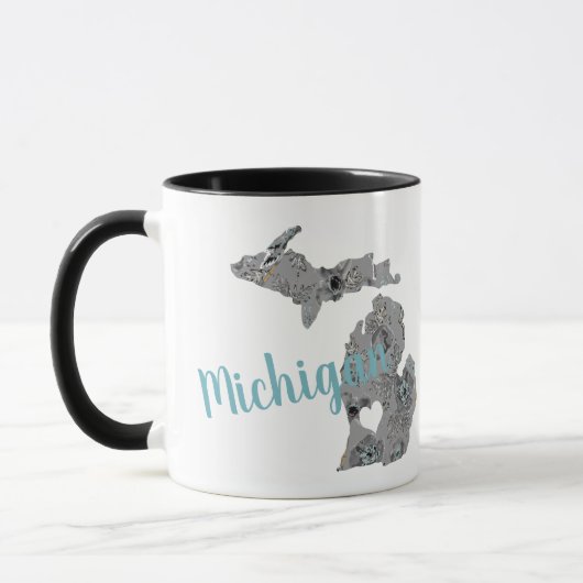 Michigan Gray Blue Poppies Floral Pattern Mok (Links)