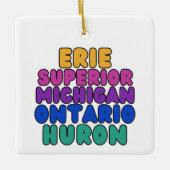 Michigan Great Lakes Rainbow Text Ornament  (Voorkant)