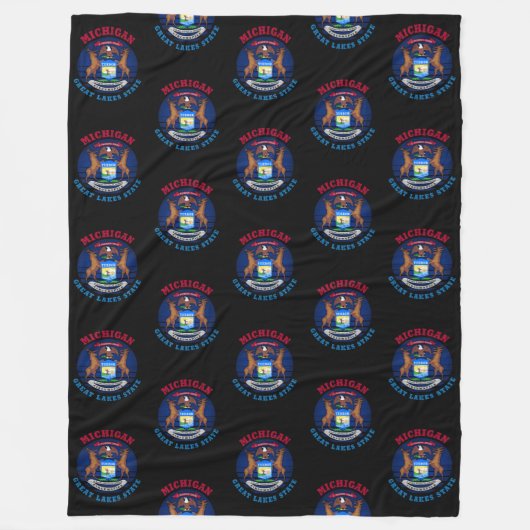 MICHIGAN GREAT LAKES STATE FLAG FLEECE DEKEN (Voorkant)