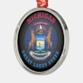 MICHIGAN GREAT LAKES STATE FLAG METALEN ORNAMENT (Links)