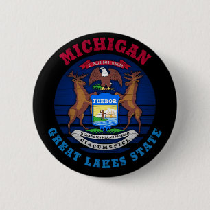 MICHIGAN GREAT LAKES STATE FLAG RONDE BUTTON 5,7 CM