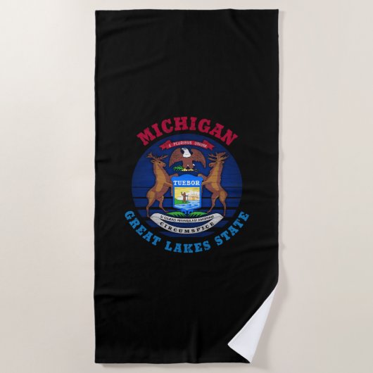 MICHIGAN GREAT LAKES STATE FLAG STRANDLAKEN (Voorkant)