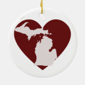 Michigan Heart Keramisch Ornament (Achterkant)