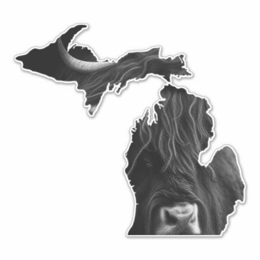 Michigan Highland Koe Sticker (Voorkant)