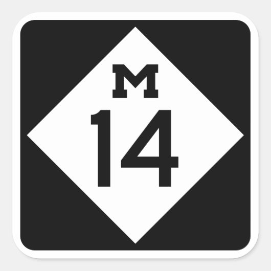 Michigan Highway M-14 Sign Square Sticker (Voorkant)
