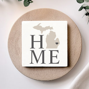 Michigan Home Beige en Grijs Aangepaste Stad Hart Stenen Onderzetter