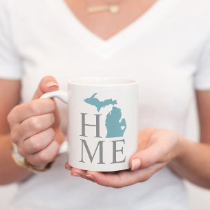 Michigan Home Blue Gray Custom City Heart Koffiemok