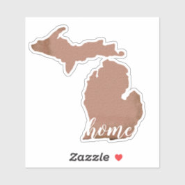 Michigan Home Script Typography Copper State Sticker