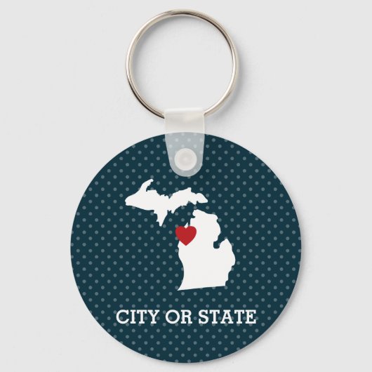 Michigan Home State City Map - Aangepast hart Sleutelhanger (Voorkant)