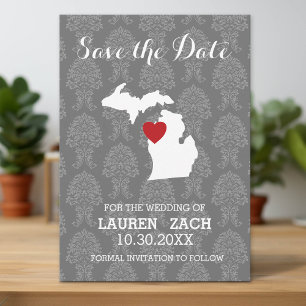 Michigan Home State City Map Wedding Save the Date