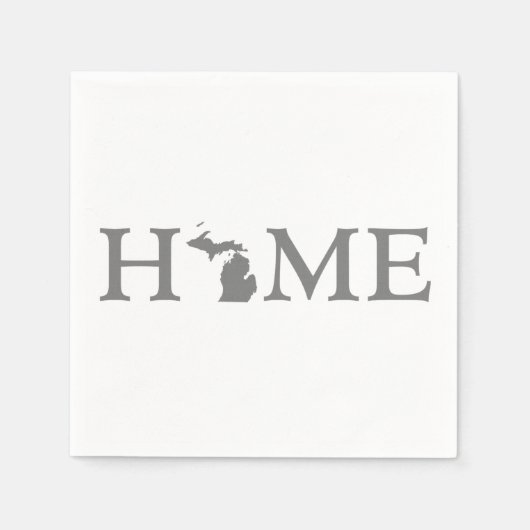 Michigan Home State Grijs Word Art Paper Party Servetten (Voorkant)