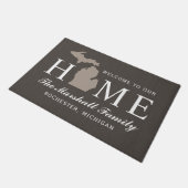 Michigan Home State Taupe Grey Custom Welkom Deurmat (Schuin)