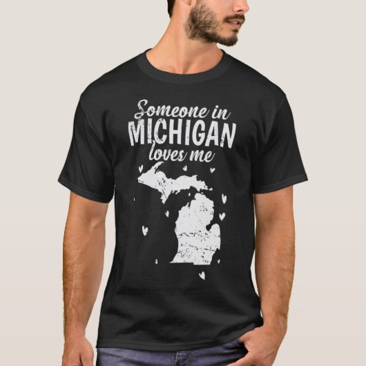 Michigan Iemand in Michigan houdt van me USA T-shirt (Voorkant)
