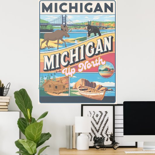 Michigan in het noorden: wildernis en verwondering poster (Thuiskantoor)