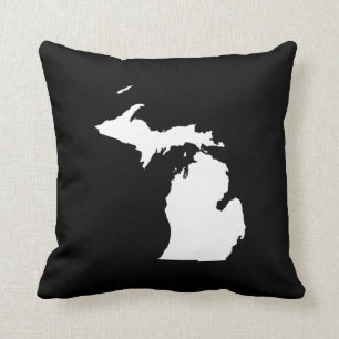 Michigan in wit en zwart kussen