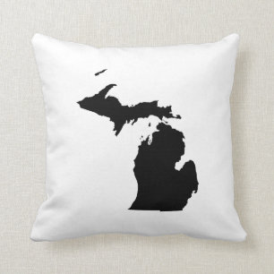 Michigan in zwart en wit kussen