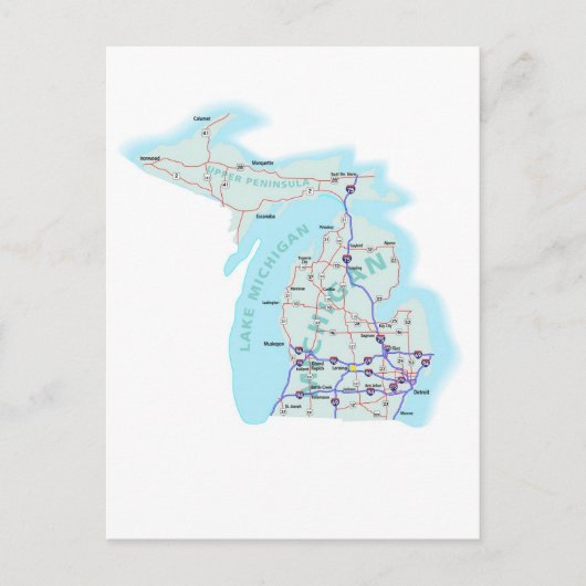 Michigan Interstate Map Briefkaart (Voorkant)