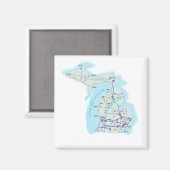 Michigan Interstate Map Magnet Magneet (Voorkant / Achterkant)