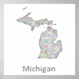 Michigan-kaart Poster
