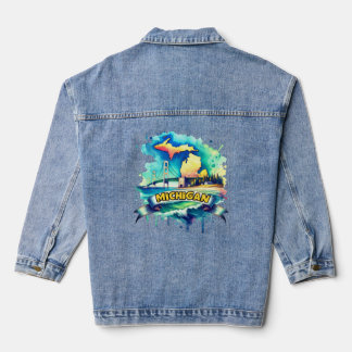  Michigan kaarten – Retro us staat Denim Jacket