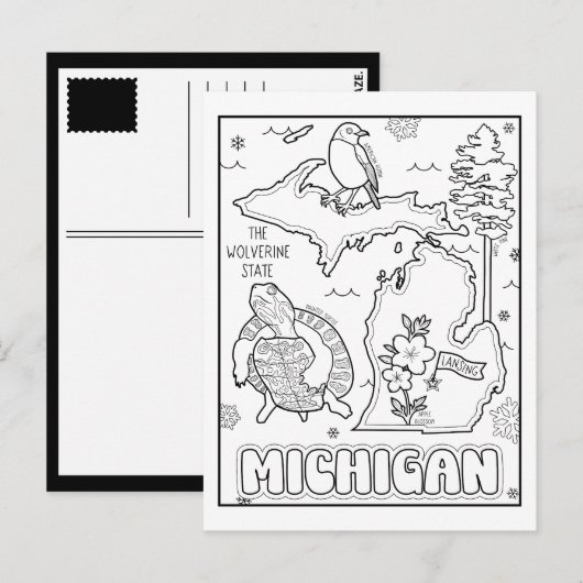 Michigan kleur mij collage briefkaart (Voorkant / Achterkant)