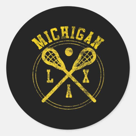Michigan Lacrosse Lax Logo Ronde Sticker (Voorkant)