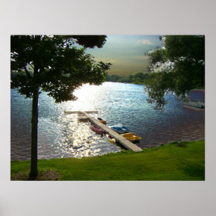 Michigan Lake st sunset Poster