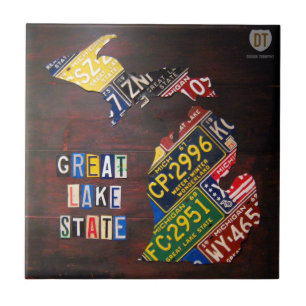 Michigan Licence Bord Map keramische teile Tegeltje