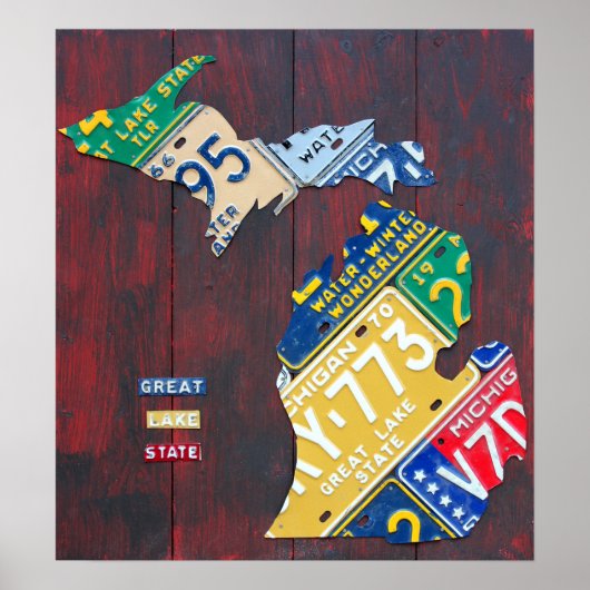 Michigan License Bord Map 2017 Poster (Voorkant)