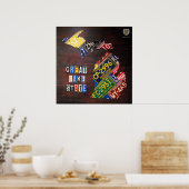 Michigan License Bord Map Afdrukken Poster (Keuken)
