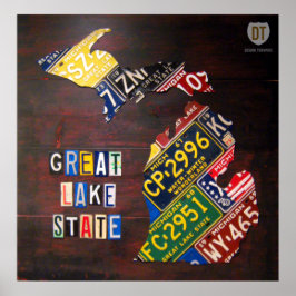 Michigan License Bord Map Afdrukken Poster