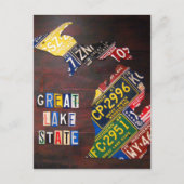 Michigan License Bord Map Art Briefkaart (Voorkant)