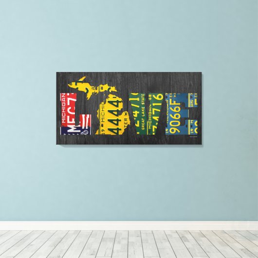 Michigan Liefde Licentie Bord Word Art Canvas Afdruk (Insitu (Houten vloer))