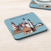 Michigan Lighthouders 6 plastic onderzetters (Linkerzijde)