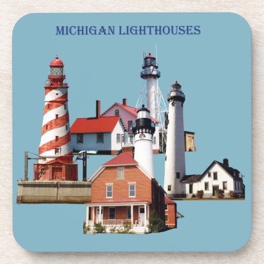 Michigan Lighthouders 6 plastic onderzetters (Voorkant)
