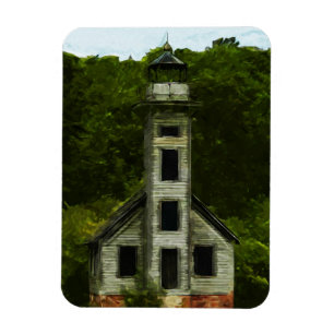 Michigan Lighthouse Abstract Impressionisme Magneet