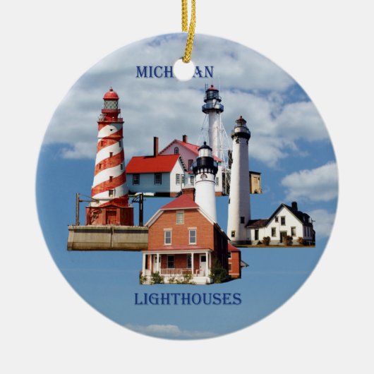 Michigan Lighthouses keramisch siermiddel Ornament (Voorkant)