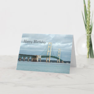 Michigan Mackinac Bridge Foto Verjaardag Kaart