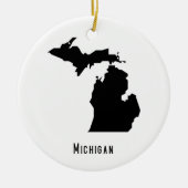 Michigan Map - Black and White Modern Michigan Map Keramisch Ornament (Voorkant)