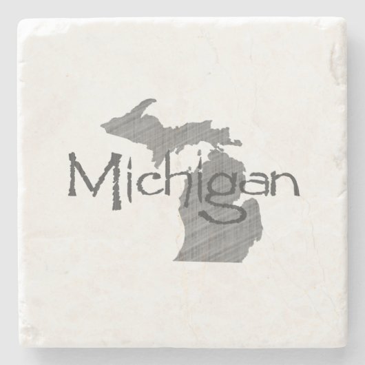 Michigan Map Shaped Gray Chalkboard Stenen Onderzetter (Voorkant)