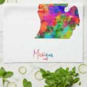 Michigan Map Theedoek (Gevouwen)