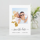 Michigan Map Wedding Save the Date Card (Staand voorkant)