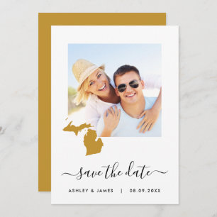 Michigan Map Wedding Save the Date Card