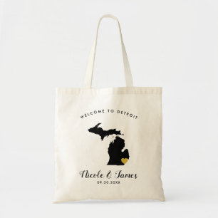 Michigan Map Wedding Welcome Bag Tas Black & Gold