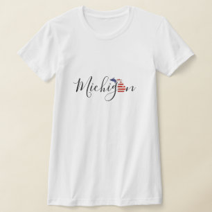 Michigan met vlag Grafisch T-shirt