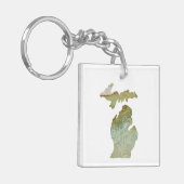 Michigan Mitten Love Minimalist Boho Floral Sleutelhanger (Voorkant Links)