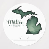 Michigan 'Mitten-Made' Canning labels (Design 2)