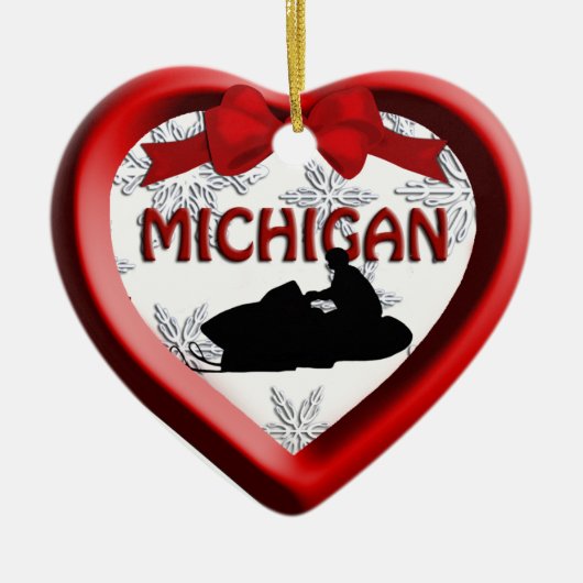Michigan Motoneige coeur ornement de Noël (Devant)