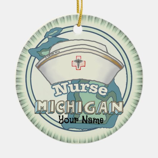 Michigan Nurse Keramisch Ornament (Voorkant)