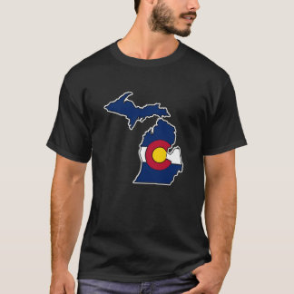 Michigan overzicht Colorado vlag Geëigreerd T-shirt